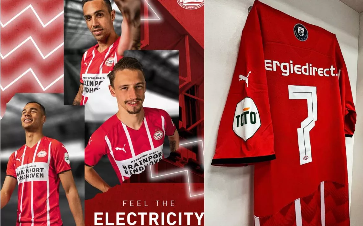 Red and white stripes become a senic in PSV home Jersey - gojersey