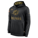 Men's Miami Dolphins Black 2020 Salute to Service Sideline Performance Pullover Hoodie