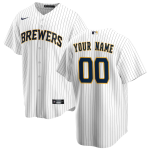 Men's Milwaukee Brewers Nike White&Navy Alternate 2020 Replica Custom Jersey