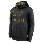 Men's Carolina Panthers Black 2020 Salute to Service Sideline Performance Pullover Hoodie