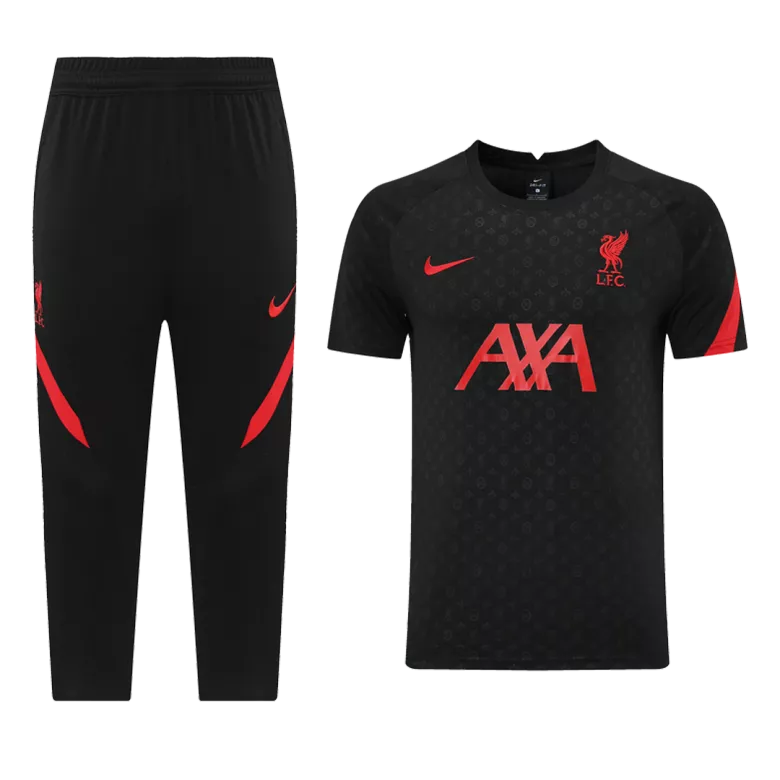 Liverpool Training Kit(Jersey+3/4 Pants) 2021/22 - Black - gojersey