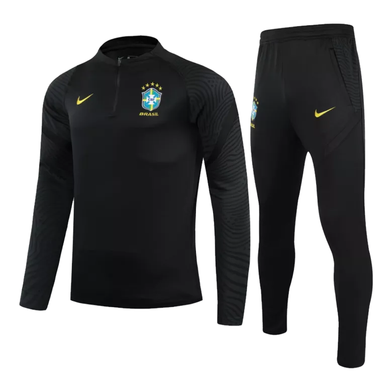 Brazil Sweat Shirt Kit 2021/22 - Black Kid (Top+Pants) - gojersey