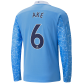 Manchester City AKÉ #6 Home Jersey 2020/21 - Long Sleeve