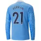 Manchester City FERRAN #21 Home Jersey 2020/21 - Long Sleeve - goaljerseys
