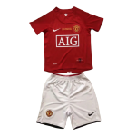 Manchester United Home Jersey Kit Retro 2007/08 Kids(Jersey+Shorts)