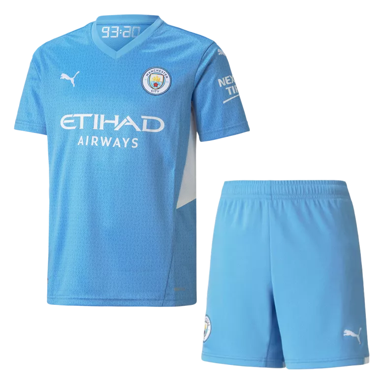 Manchester City Home Jersey Kit 2021/22 Kids(Jersey+Shorts) - gojersey
