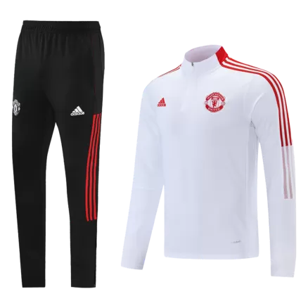 Manchester United Sweatshirt Kit 2021/22 - White (Top+Pants) - gojerseys