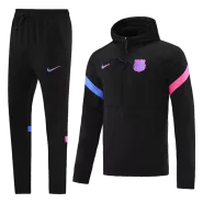 Barcelona Hoodie Sweatshirt Kit 2021/22 - Black (Top+Pants) - goaljerseys