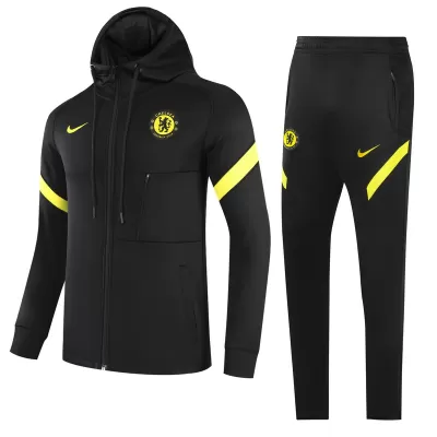 Chelsea Hoodie Training Kit 2021/22 - Black (Jacket+Pants) - gojersey