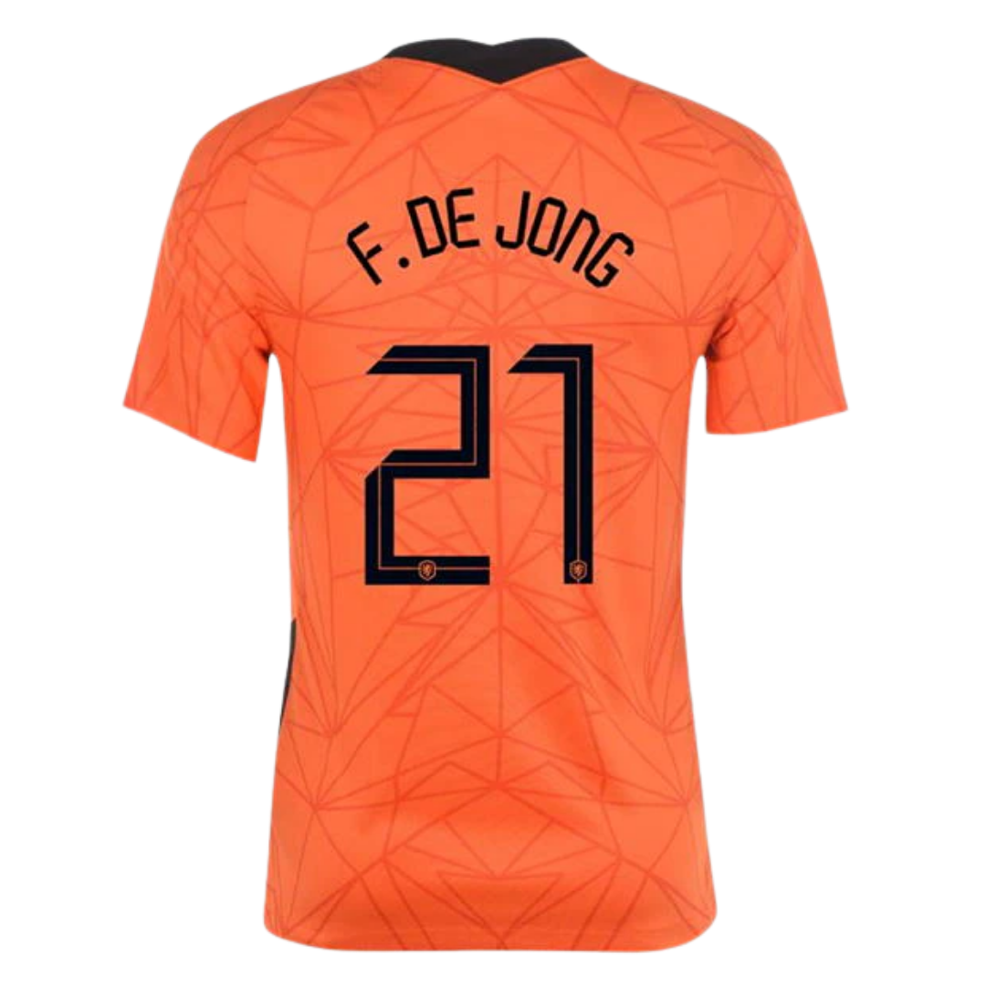 Netherlands National Team Euro 2020-2021 Home Shirt #21 Frenkie de