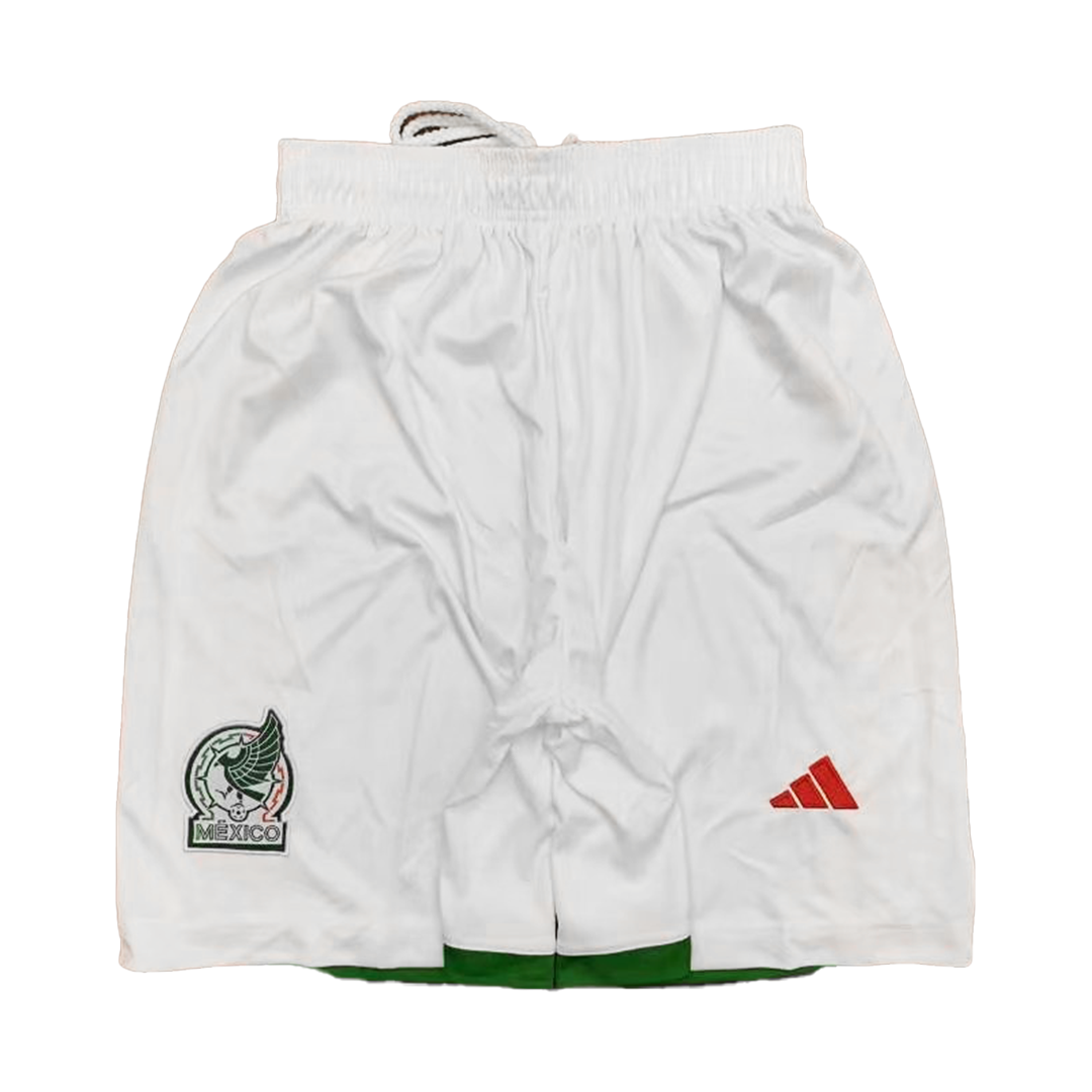 plain white Mexico soccer shorts with adjustable waist 