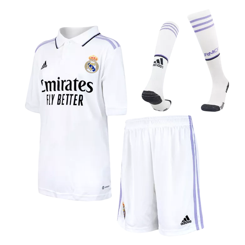 Real Madrid Home Jersey Kit 2022/23 Kids(Jersey+Shorts+Socks) - gojersey