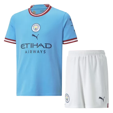 Manchester City Home Jersey Kit 2022/23 Kids(Jersey+Shorts) - goaljerseys