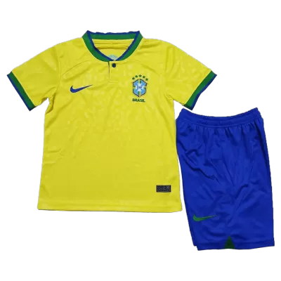 Brazil Home Jersey Kit 2022 Kids(Jersey+Shorts) - gojersey