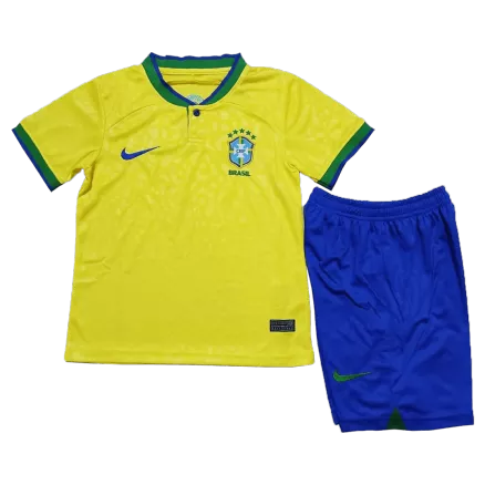 Brazil Home Jersey Kit 2022 Kids(Jersey+Shorts) - gojerseys