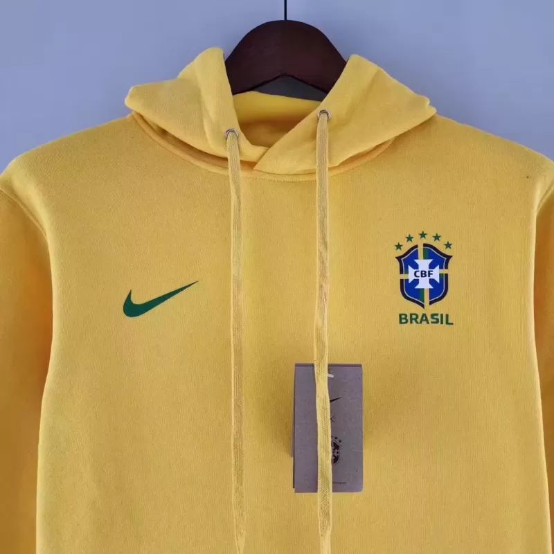 Brazil Sweater Hoodie 2022/23 - Yellow with Yellow available at gogoalshop