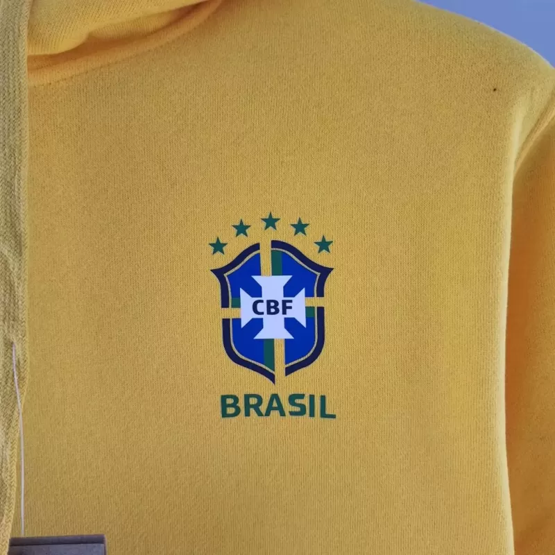 Brazil Sweater Hoodie 2022/23 - Yellow with Yellow available at gogoalshop