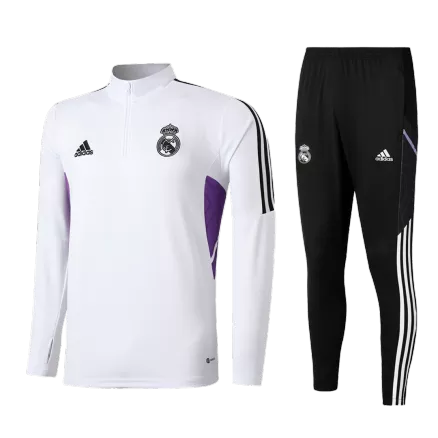 Real Madrid Sweatshirt Kit 2022/23 - Kid White (Top+Pants) - gojerseys