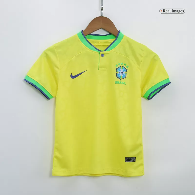 Brazil Home Jersey Kit 2022 Kids(Jersey+Shorts) - gojersey