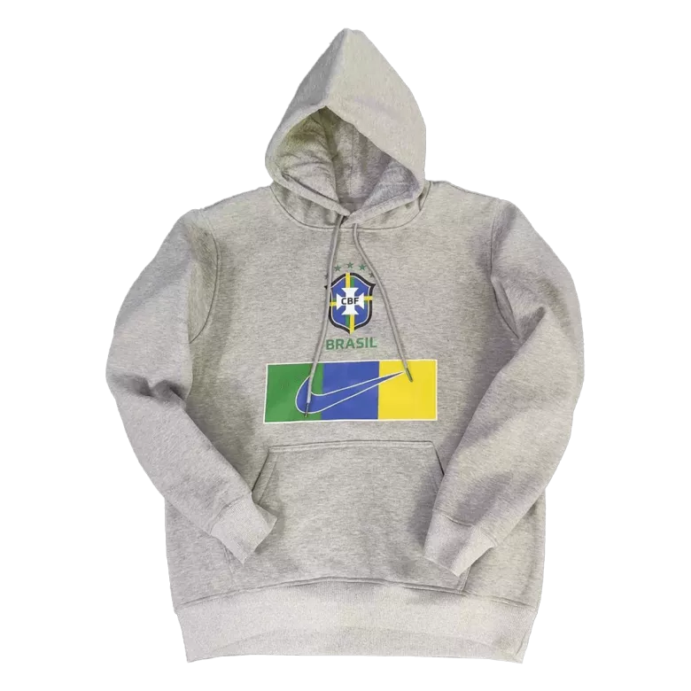 Brazil Sweater Hoodie 2022/23 - Gray - gojersey