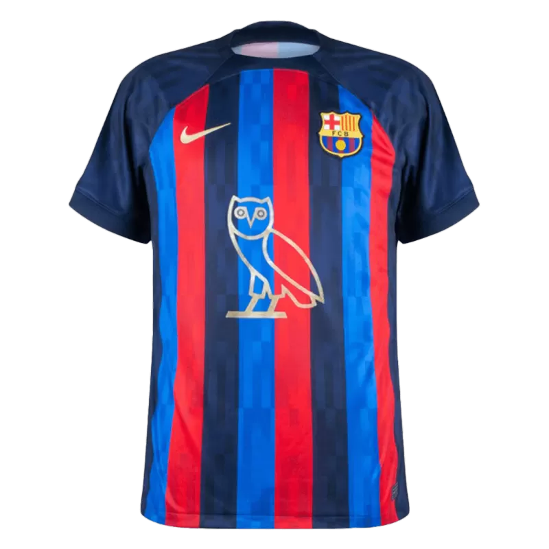 Barcelona X Drake Home Jersey 2022/23 with Red&Blue available at gogoalshop