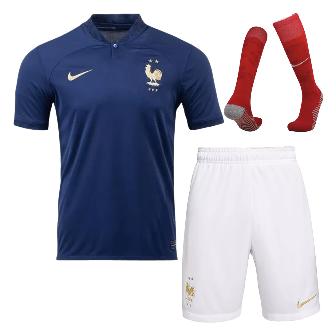 France Home Soccer Jersey Kit(Jersey+Shorts+Socks) 2022