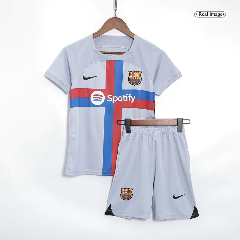 Barcelona Third Away Jersey Kit 2022/23 Kids(Jersey+Shorts) - gojersey