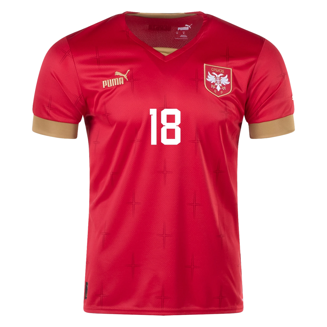 VLAHOVIĆ #18 Serbia Jersey 2022 Home World Cup