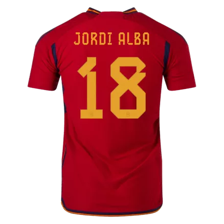 Spain JORDI ALBA #18 Home Jersey Authentic 2022 - gojerseys