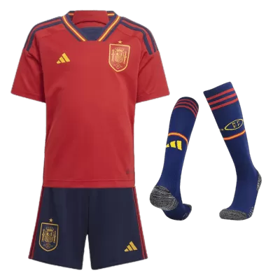 Spain Home Jersey Kit 2022 Kids(Jersey+Shorts+Socks) - gojersey