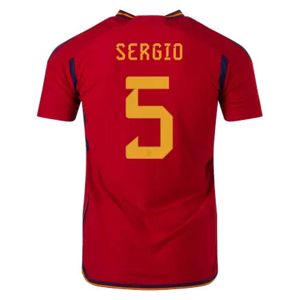 Spain SERGIO #5 Home Jersey Authentic 2022 - gojerseys