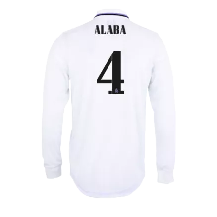 Real Madrid ALABA #4 Home Jersey Authentic 2022/23 - Long Sleeve - gojerseys
