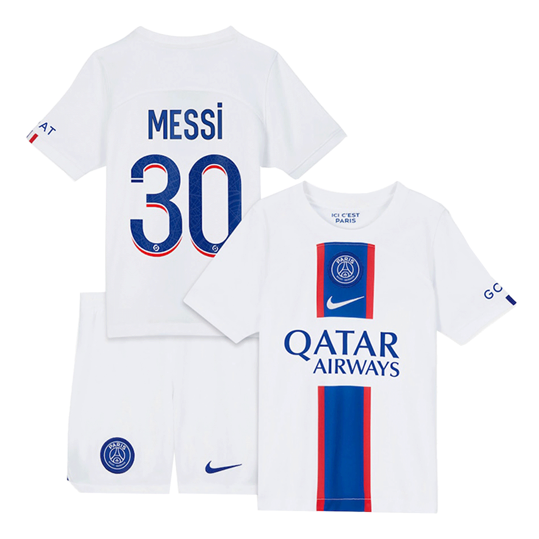 Paris Saint Germain Soccer Jersey - Messi 30 XL Air Jordan Away White PSG