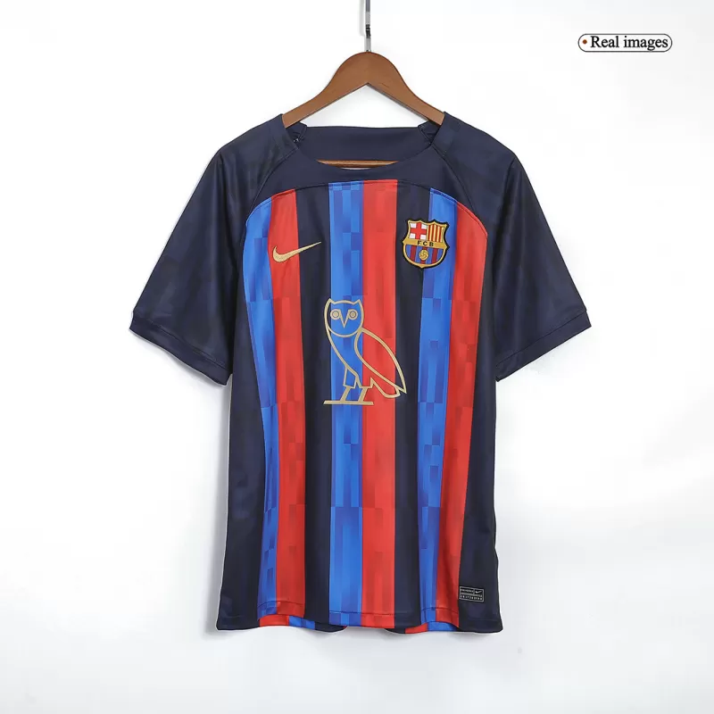 Barcelona X Drake Home Jersey 2022/23 with Red&Blue available at gogoalshop