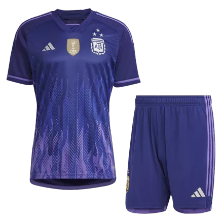 Argentina Three Star Away Jersey Kit 2022 (Jersey+Shorts)-Champion Edition - gojerseys