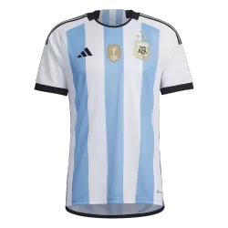 Argentina Home shirt, Messi 10, 2022 World cup jersey with 3 stars, Champion  patches and world cup patches - My Retro Jersey