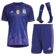 Argentina Three Star Away Jersey Kit 2022 (Jersey+Shorts+Socks)-Champion Edition - goaljerseys