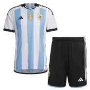 Argentina Three Star Home Jersey Kit 2022 Kids(Jersey+Shorts) - goaljerseys