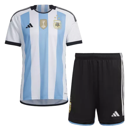 Argentina Three Star Home Jersey Kit 2022 Kids(Jersey+Shorts) - gojerseys