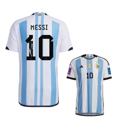 Argentina Three Star SignMESSI #10 Home Jersey Authentic 2022 - gojersey