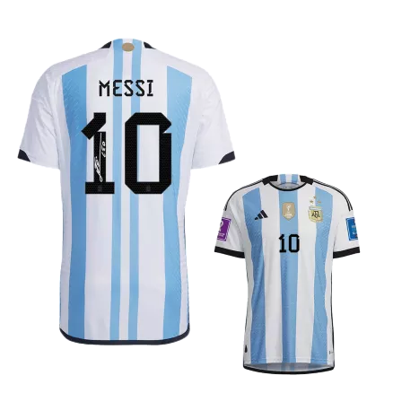 Argentina Three Star SignMESSI #10 Home Jersey Authentic 2022 - gojerseys