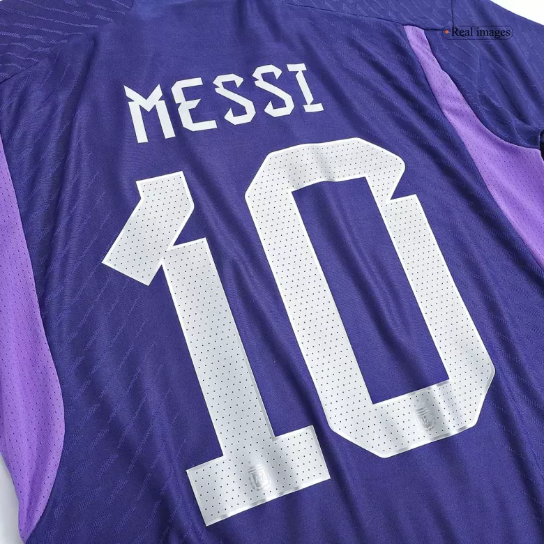 Argentina Three Star Messi #10 Away Jersey Authentic 2022 - gojersey