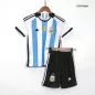 Argentina Three Star Home Jersey Kit 2022 Kids(Jersey+Shorts) - goaljerseys