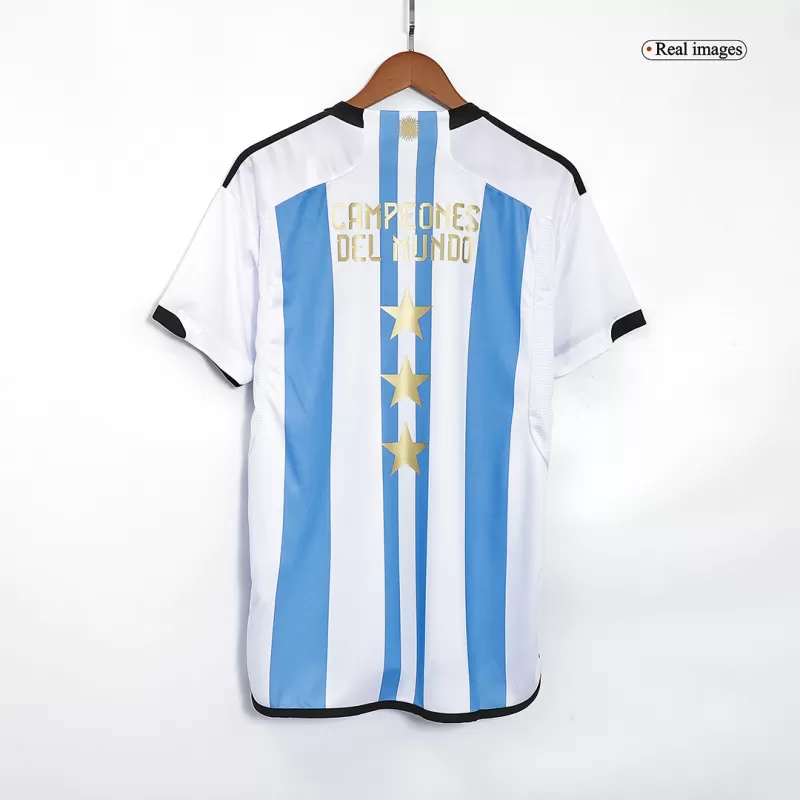 Argentina 3 Stars Home Jersey 2022 - Champion Edition with White&Blue available at gogoalshop