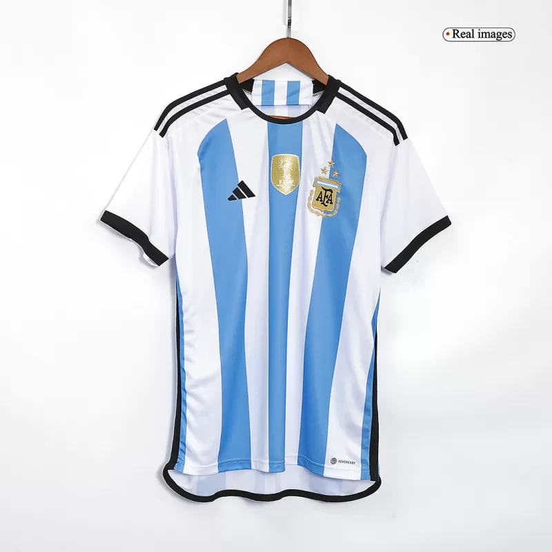 Argentina 3 Stars Home Jersey 2022 - Champion Edition with White&Blue available at gogoalshop
