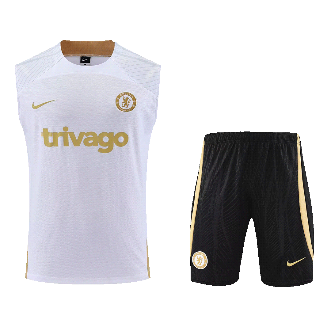 Mens Chelsea Pre-Match Top Short Training Jersey White 2023/24