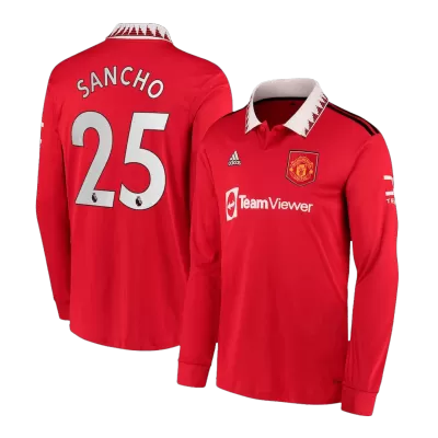 Manchester United SANCHO #25 Long Sleeve Home Jersey 2022/23 - gojersey