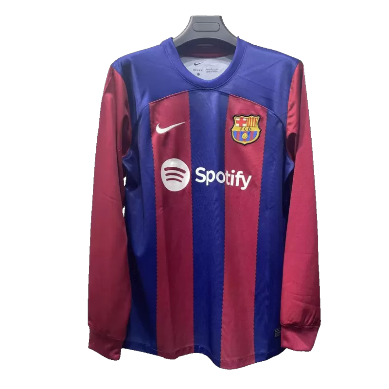 Barcelona Long Sleeve Home Jersey 2023/24 with Red&Blue available at gogoalshop