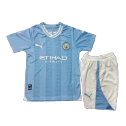 Manchester City Home Jersey Kit 2023/24 Kids(Jersey+Shorts) - goaljerseys