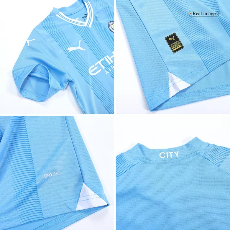 Manchester City Home Jersey Kit 2023/24 Kids(Jersey+Shorts) - gojerseys